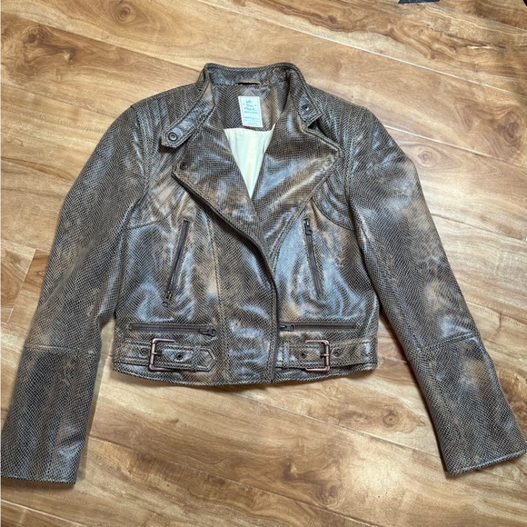 Free People Vegan Leather Snakeskin Jacket - Picture 1 of 5
